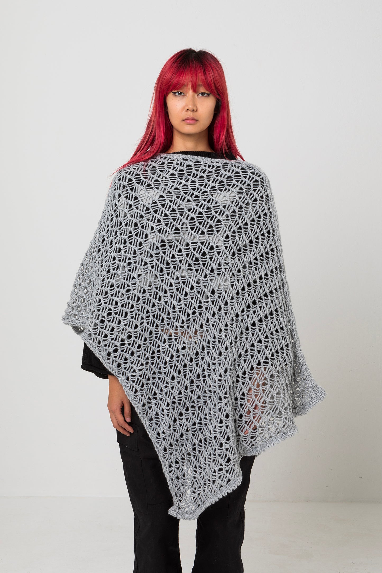 KNITTED NET PONCHO