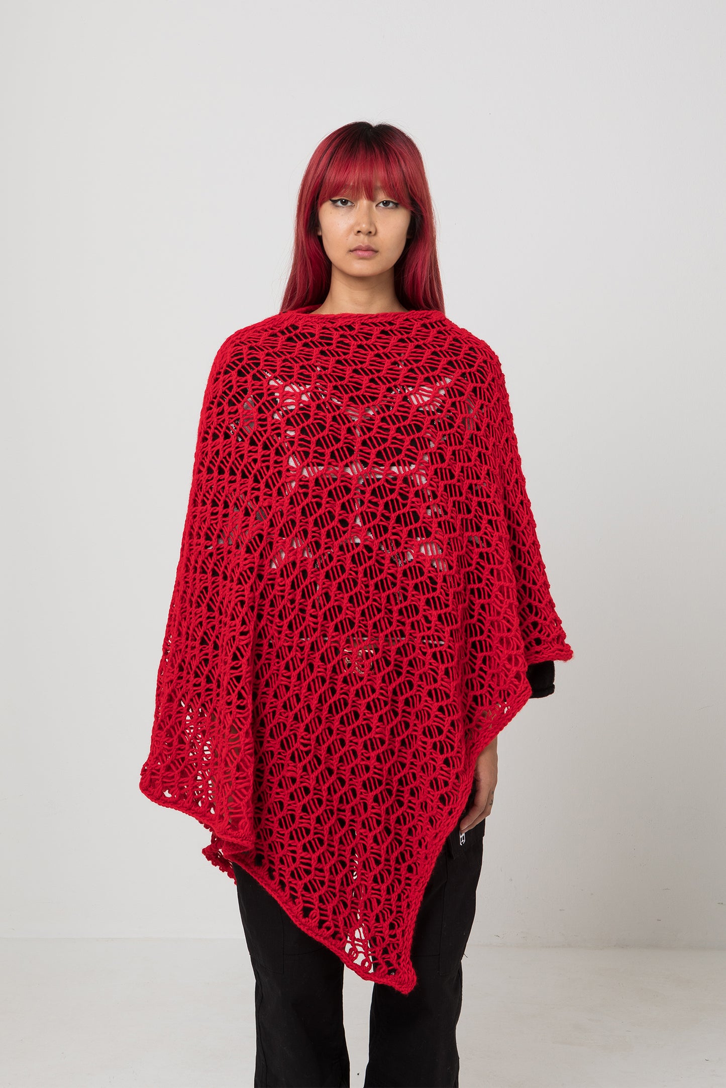 KNITTED NET PONCHO